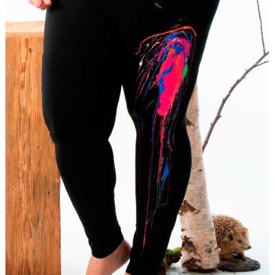 Black leggings with colorsplash PLUSSIZE - Walking art