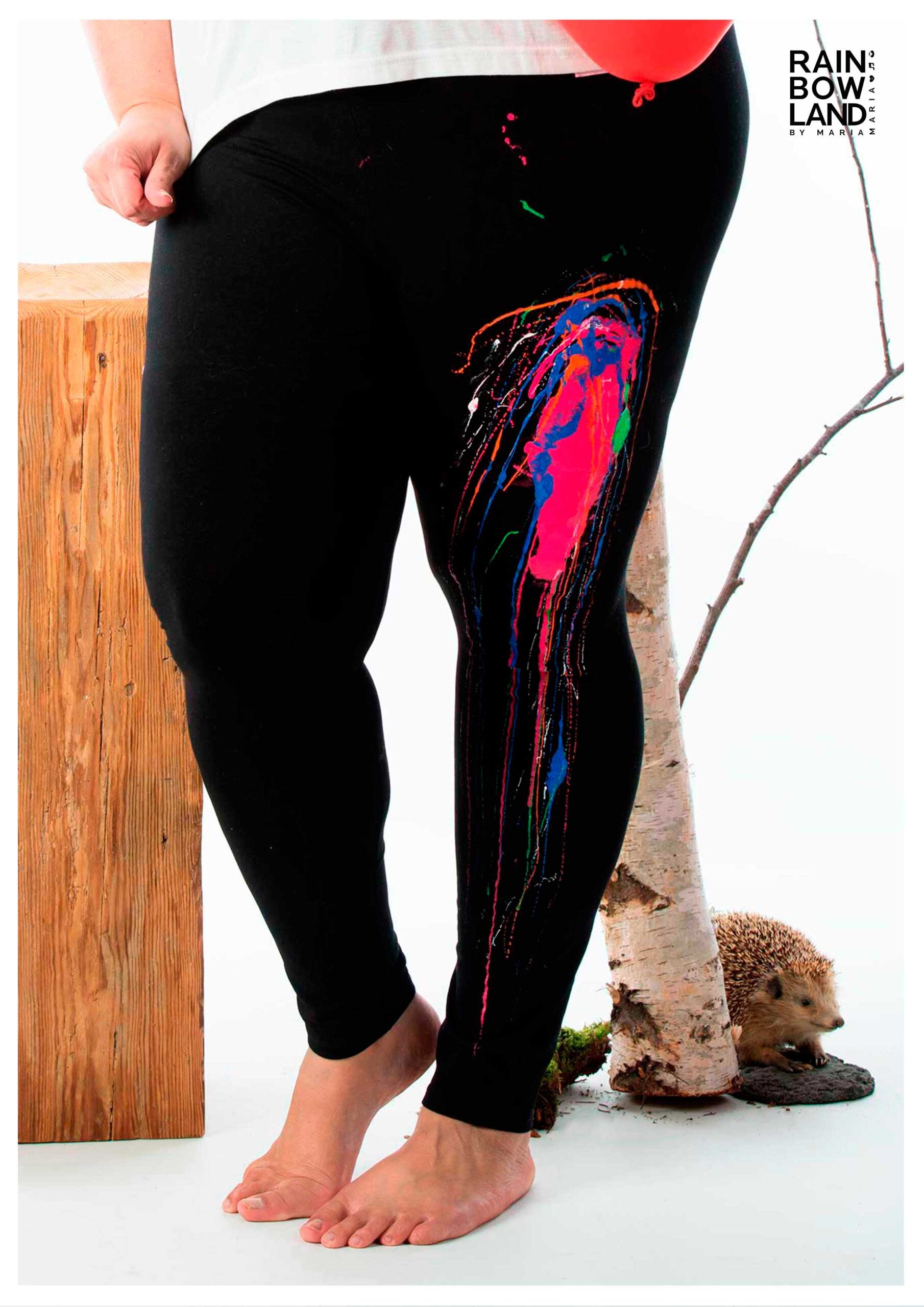 Black leggings with colorsplash PLUSSIZE - Walking art