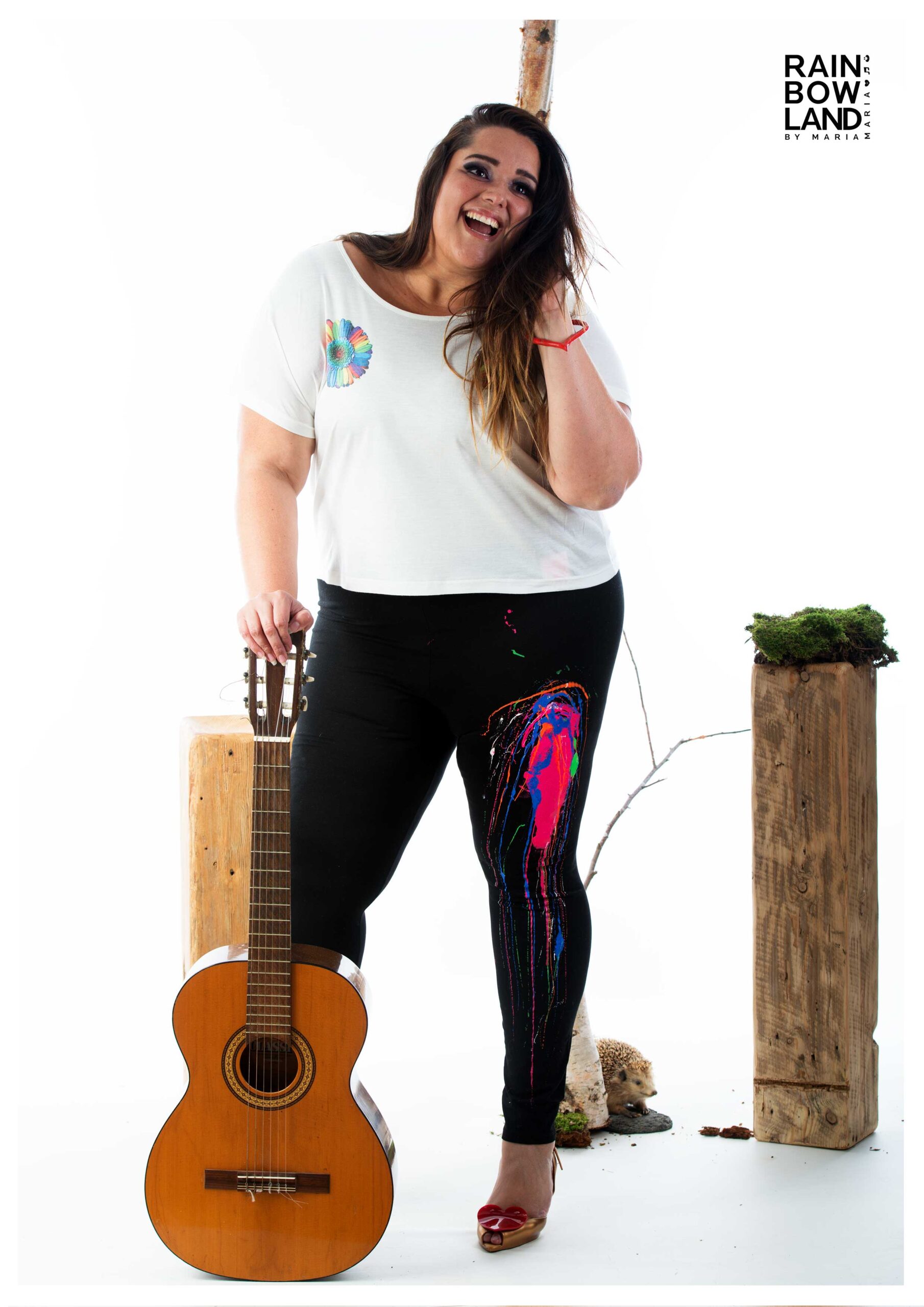 Black leggings with colorsplash PLUSSIZE - Walking art - Image 2
