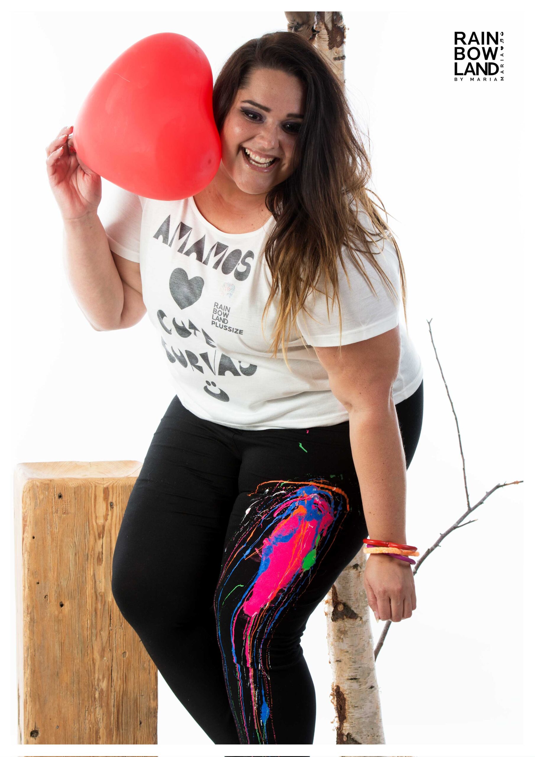 Black leggings with colorsplash PLUSSIZE - Walking art - Image 5