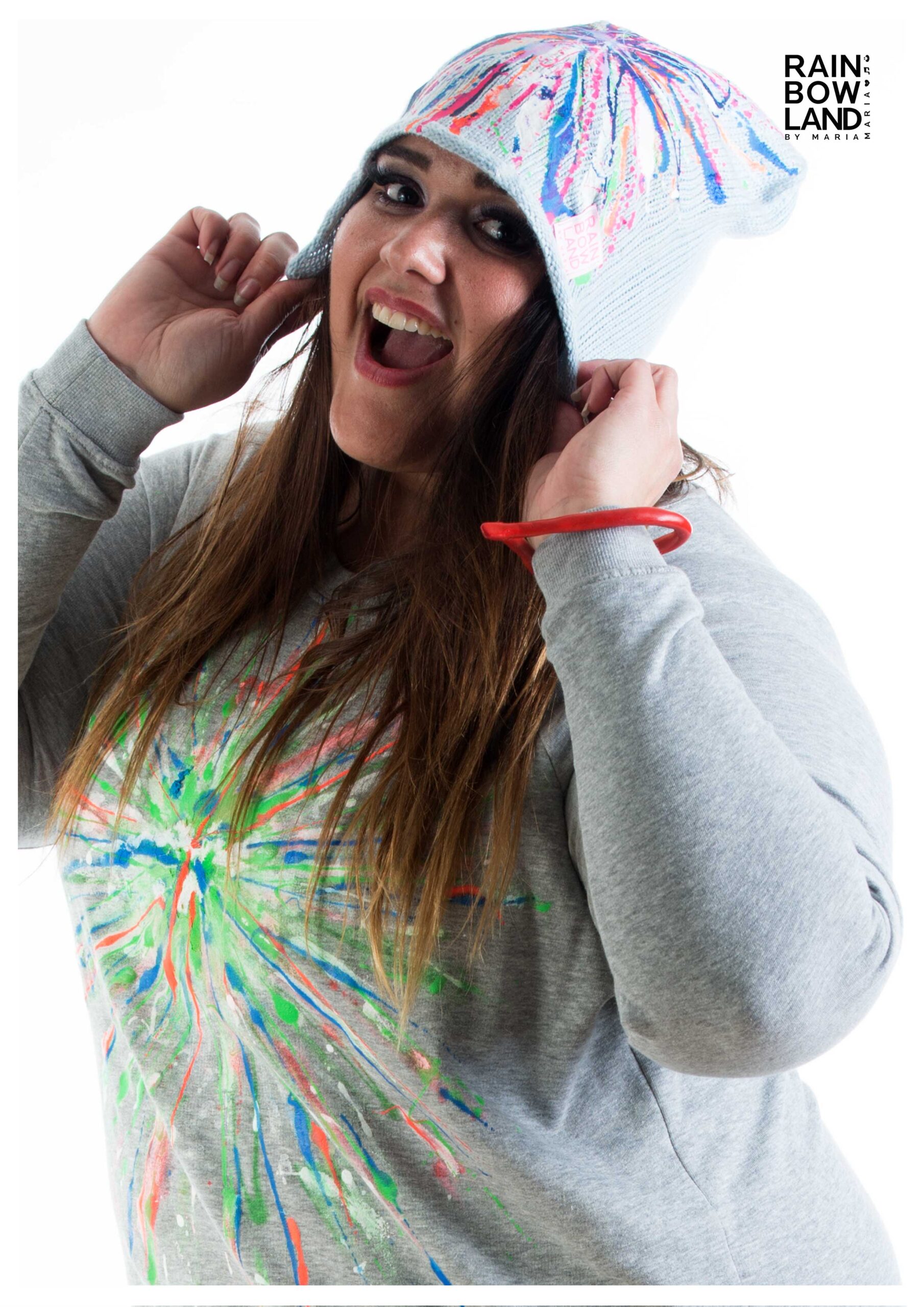 Grey long sweatshirt w. colorsplash PLUSSIZE - Image 6