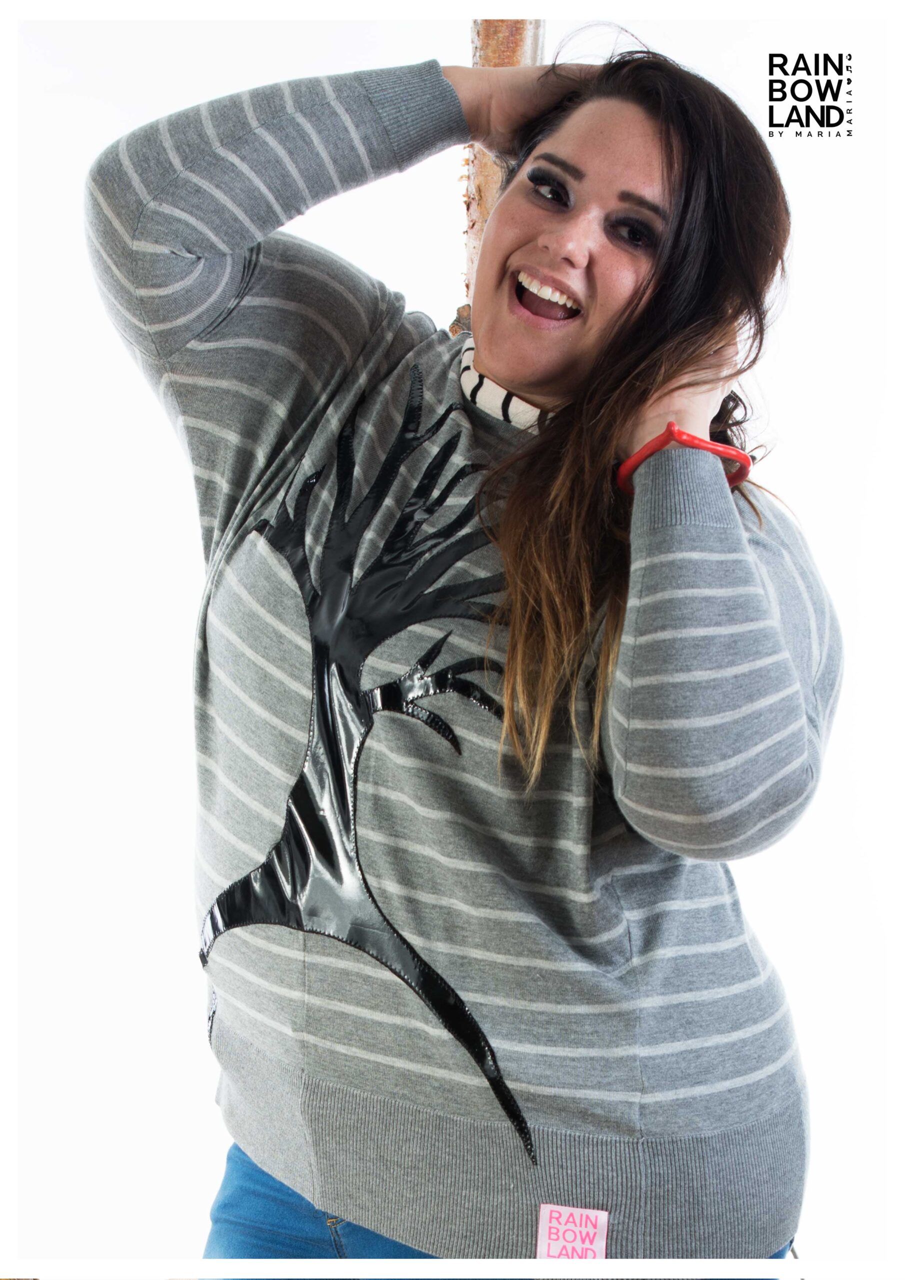 Knitwear w. stripes, lacquer tree and beige collar - Image 2