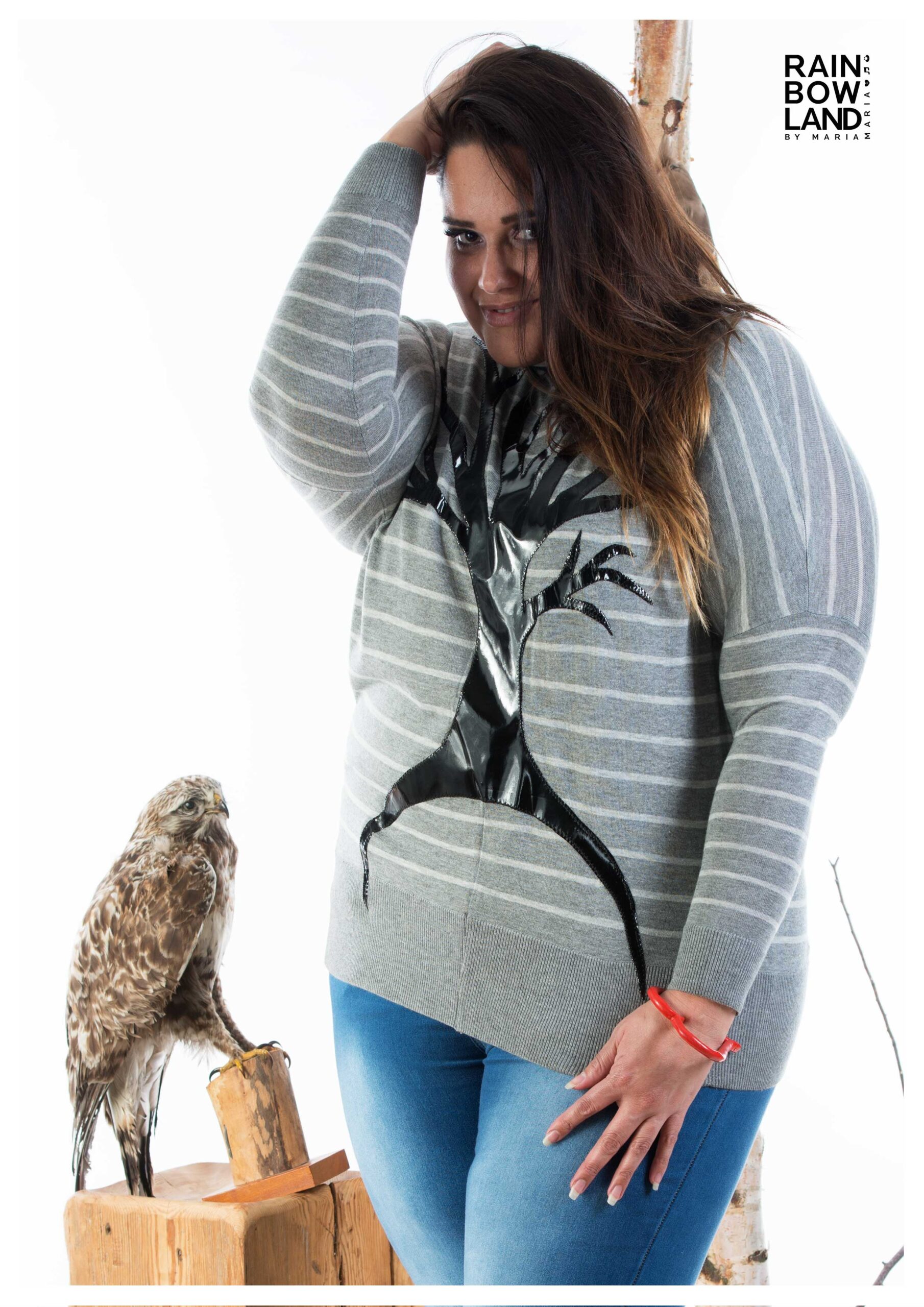Knitwear w. stripes, lacquer tree and beige collar - Image 8