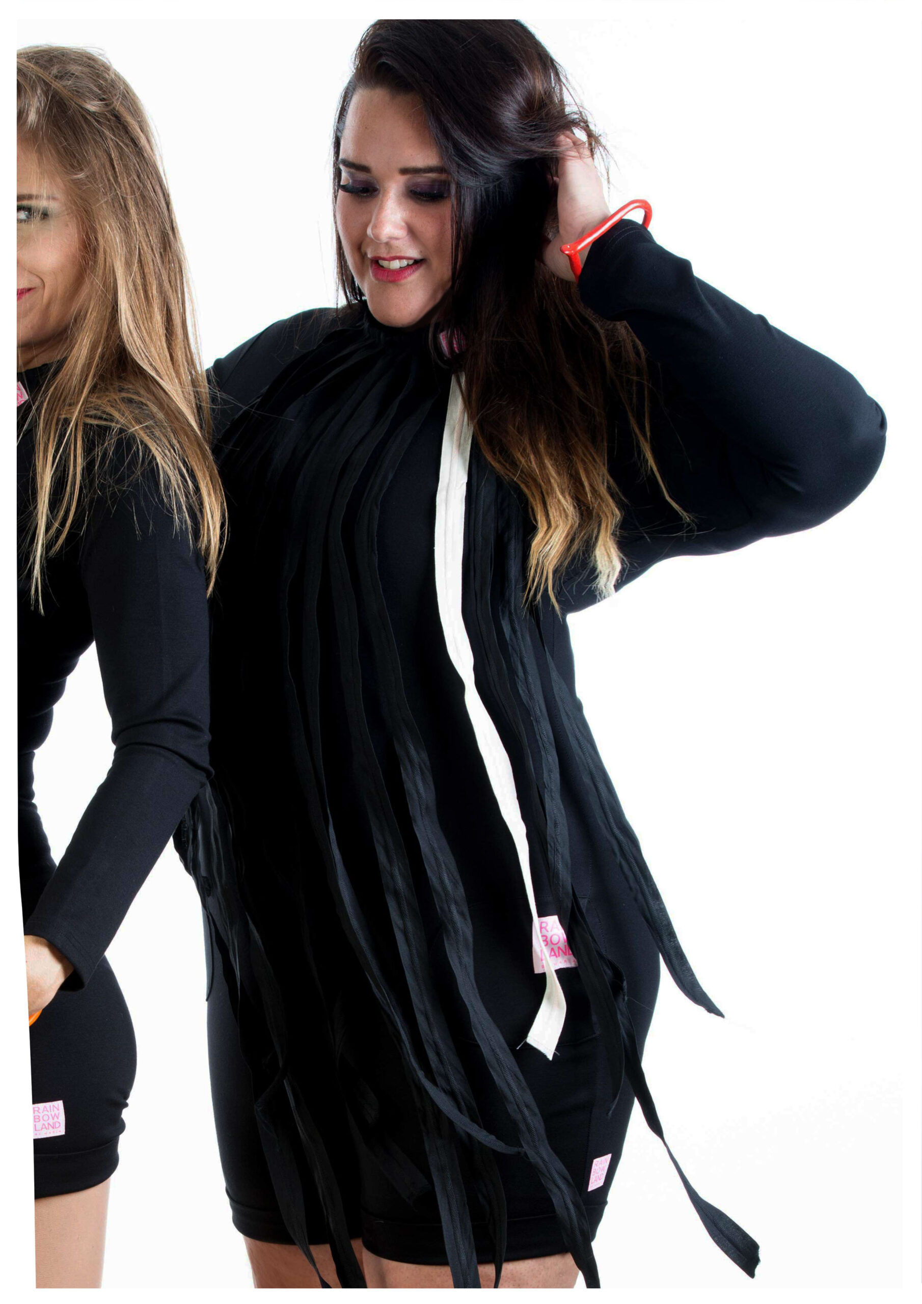 Black jumpsuit with fringes PLUSSIZE