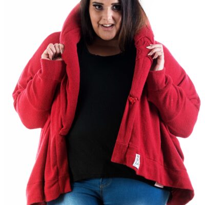 Red poncho cardigan