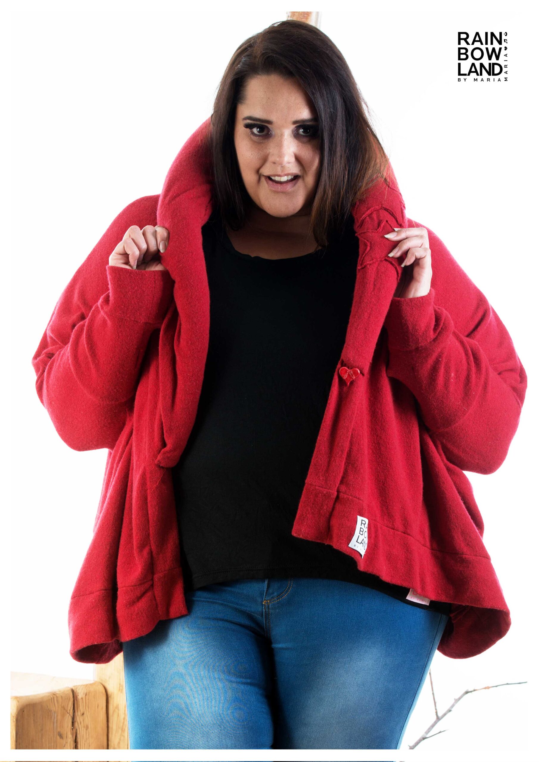 Red poncho cardigan