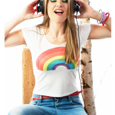 T-shirt with rainbow logo