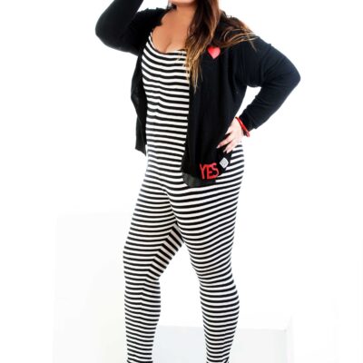 Striped jumpsuit with no sleeves PLUSSIZE