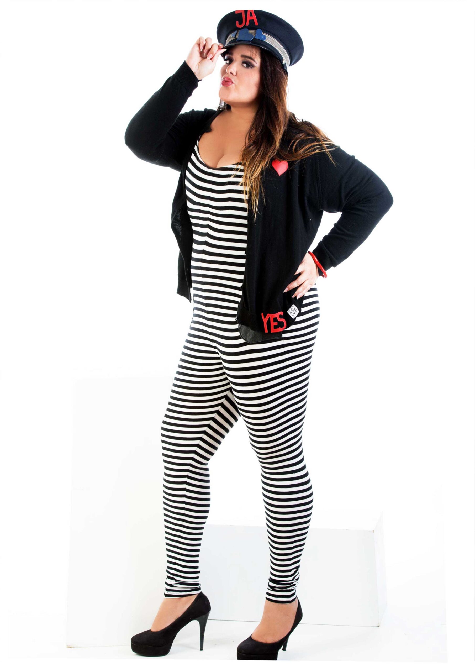 Striped jumpsuit with no sleeves PLUSSIZE