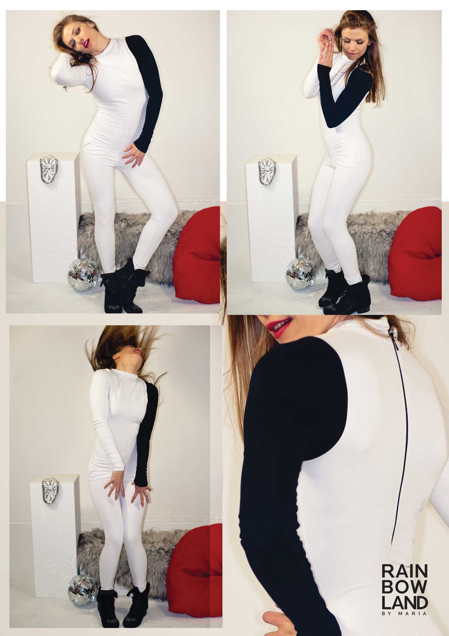 White JUMPSUIT with a black sleeve - Image 3