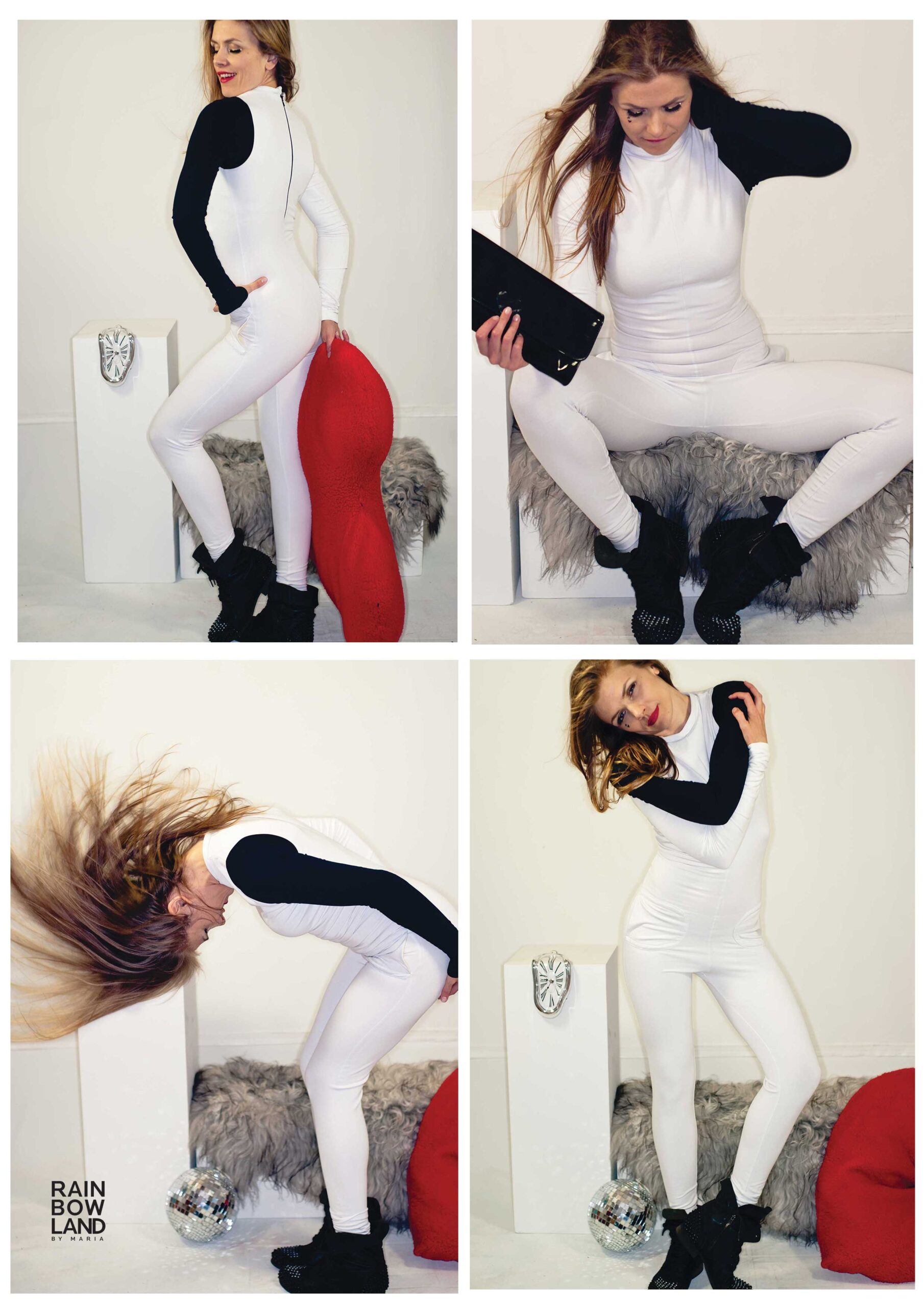 White JUMPSUIT with a black sleeve - Image 4