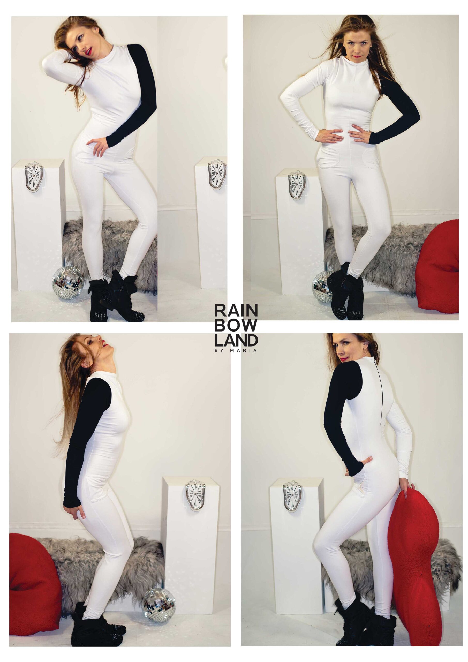 White JUMPSUIT with a black sleeve - Image 5