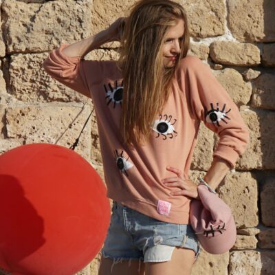Peach eye sweatshirt