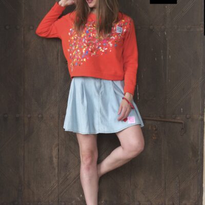 Color splash orange sweatshirt 