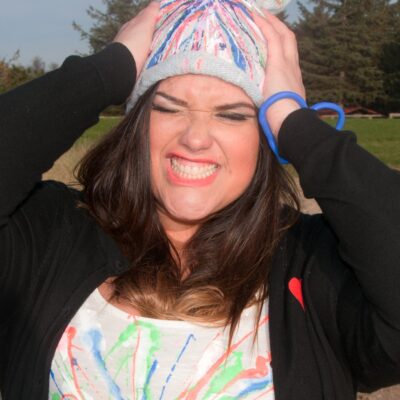 Grey beanie color splash