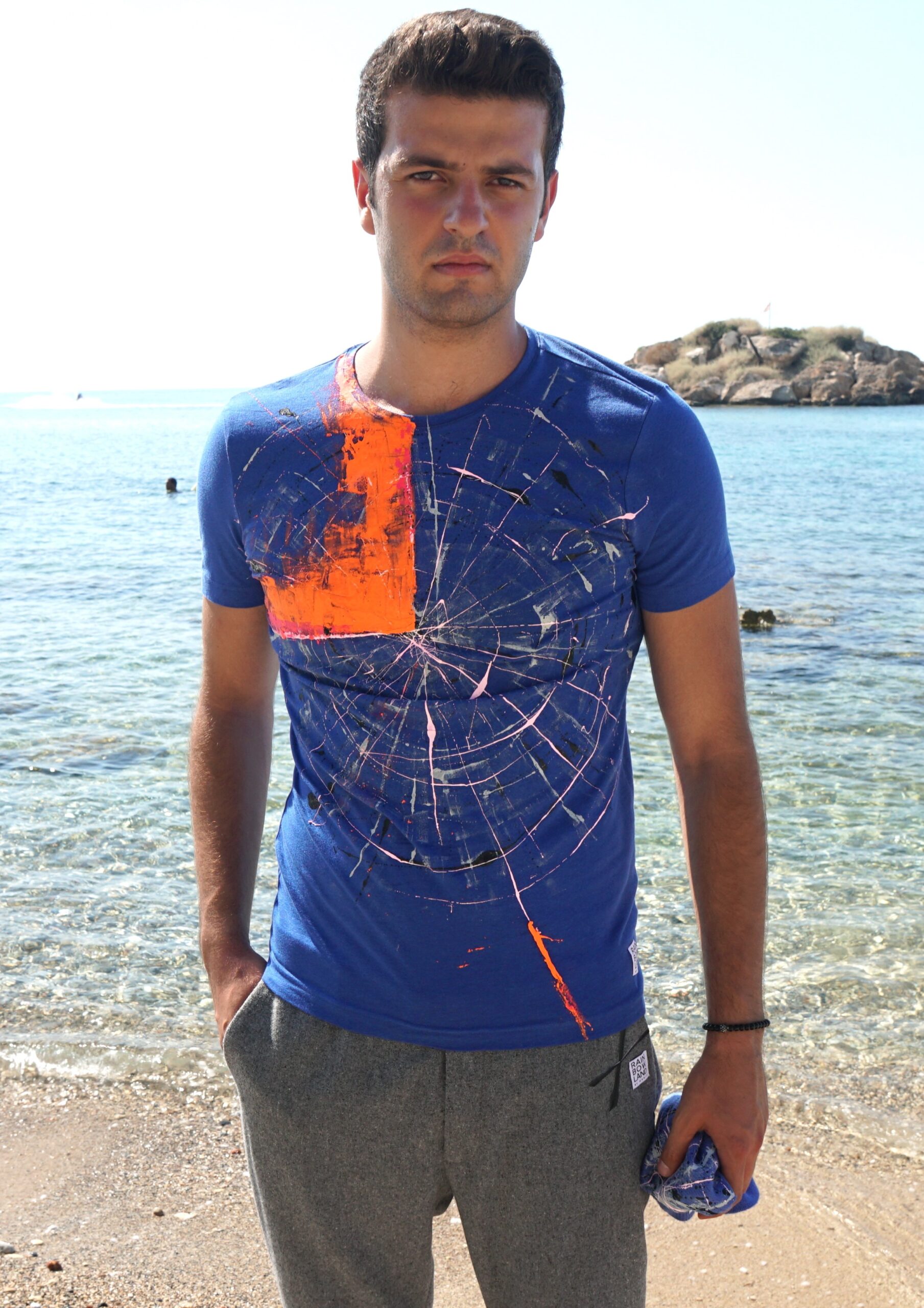 Blue colorsplash T-shirt Men - Image 3