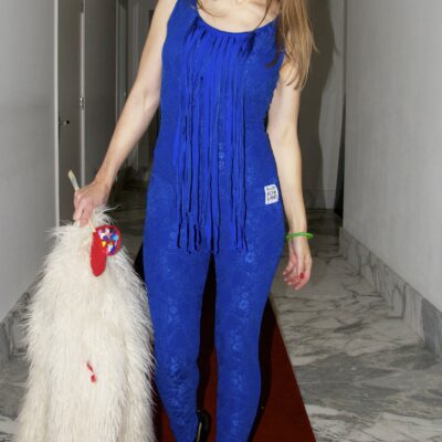 Bluelace jumpsuit with fringes