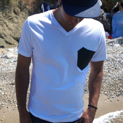 White T-shirt with black pocket 