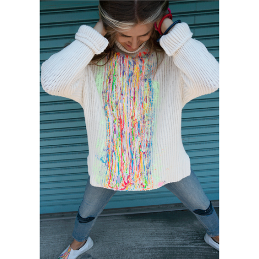 White Sweater RainbowLand walking art